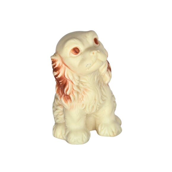 1957 Vintage Sun Rubber Co Brown Cocker Spaniel Puppy Dog Squeak Toy Figure 3" - Picture 1 of 4